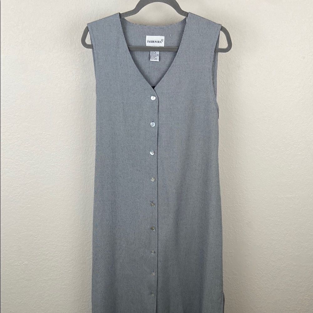 Vintage Fashion Bug Herringbone Gray Sleeveless Dress size 16